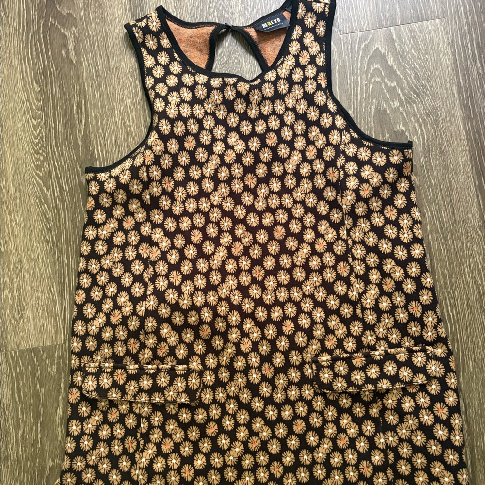 Maeve Anthropologie Jacquard Tunic Top Floral Brown Motif Size Medium
